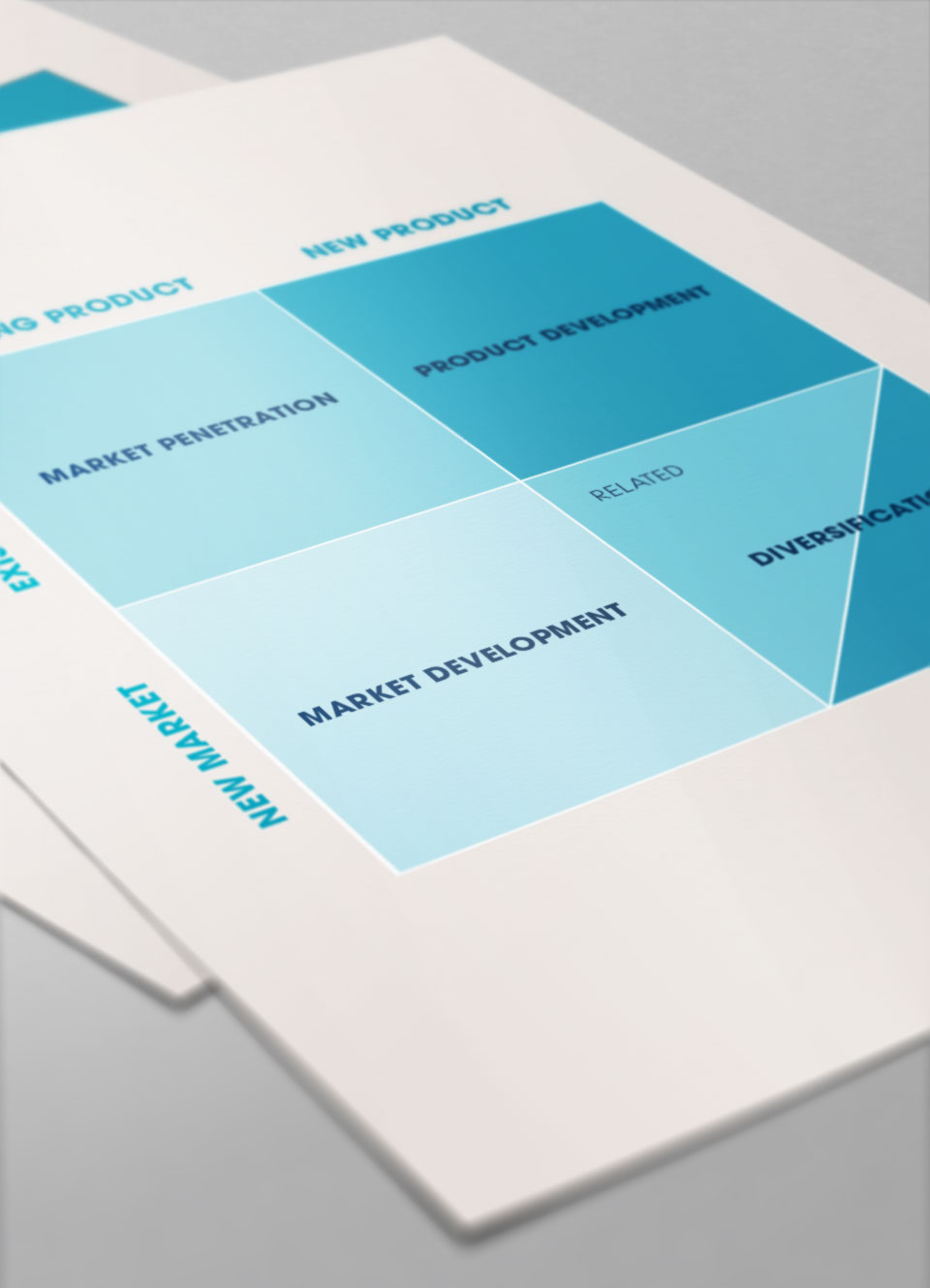 Ansoff matrix on a worksheet used in marketing planning workshops by Intermedia