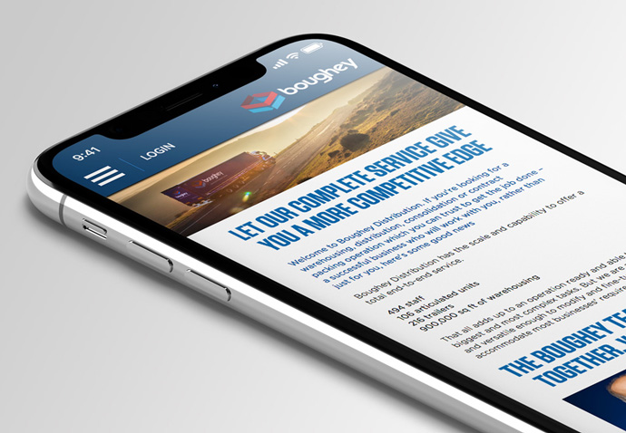 Mobile version of the Boughey Distribution website designed by Intermedia