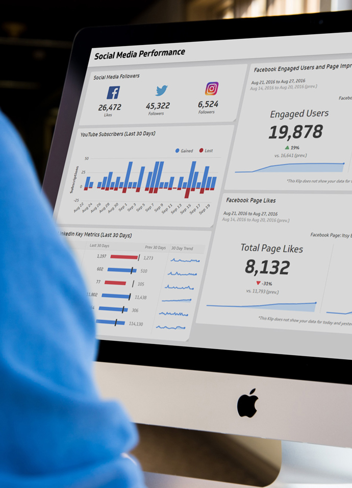 marketer reviewing a social media analytics of a digital marketing campaign