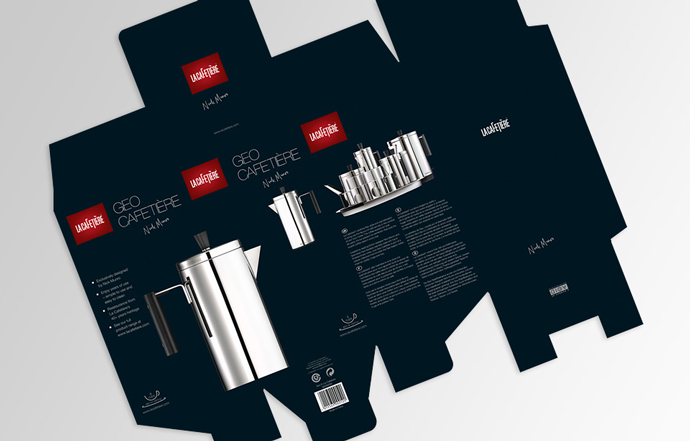 Product packaging design for La Cafetiere's Geo Cafetiere created by Intermedia