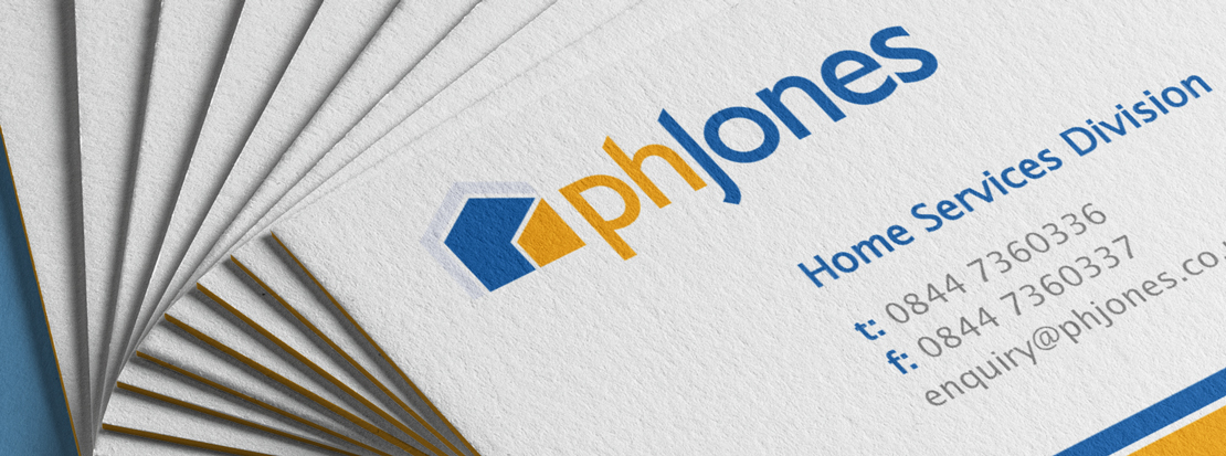 Business cards created for PH Jones after a rebrand