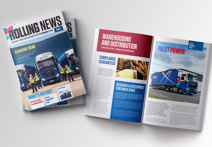 Issue 1 of the 'Rolling News' company newsletter created for Boughey Distribution