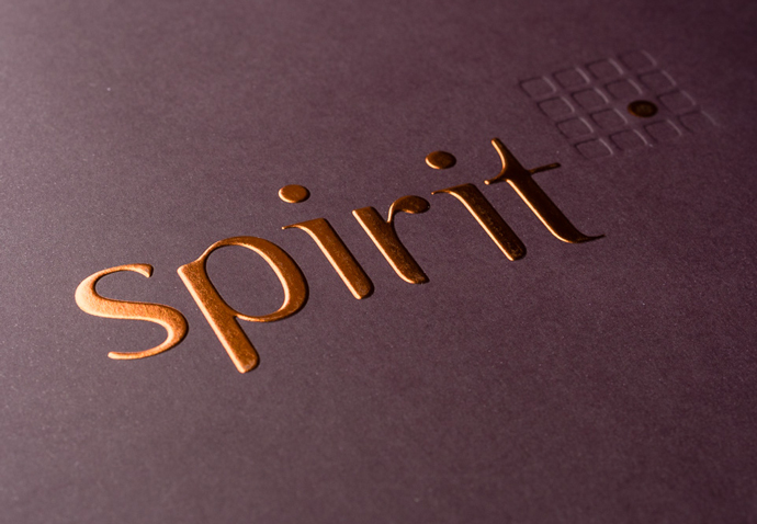 Embossed logo showing the Spirit brand name created by Westbridge's branding agency - Intermedia Total Marketing Solutions