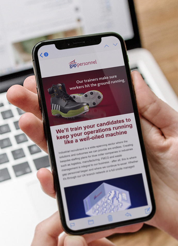 Gap personnel digital marketing campaign email being read on an iPhone
